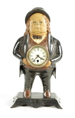Lot 1001 - A LATE 19TH CENTURY BRADLEY & HUBBARD NOVELTY CAST IRON MANTEL CLOCK FORMED AS JOHN BULL