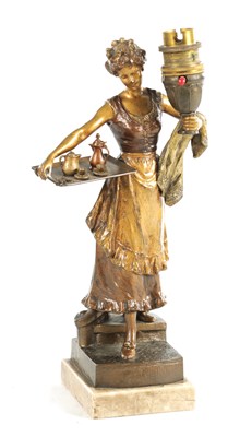 Lot 738 - A LATE 19TH CENTURY FRANZ BERGMAN COLD-PAINTED AND GILT BRONZE TABLE LAMP