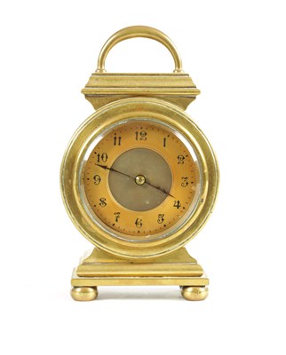 Lot 1030 - A 19TH CENTURY FRENCH BRASS INDUSTRIAL CARRIAGE CLOCK TIMEPIECE IN THE FORM OF A LANTERN