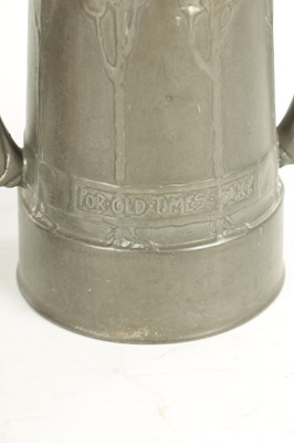 Lot 822 - AN ARTS AND CRAFTS ENGLISH PEWTER TWO-HANDLED VASE BY DAVID VEASEY FOR LIBERTY & CO.