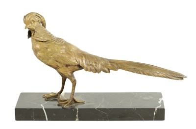 Lot 653 - A 20TH CENTURY GILT BRONZE SCULPTURE OF A GOLDEN PHEASANT