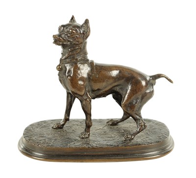 Lot 643 - A 19TH CENTURY FRENCH SIGNED P.J. MENE BRONZE DOG SCULPTURE