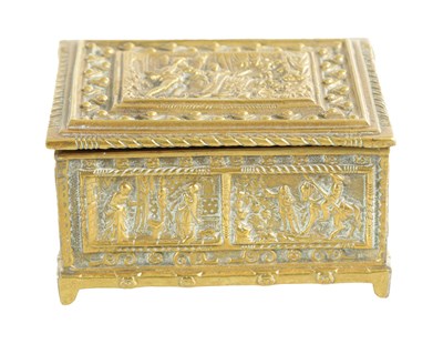 Lot 730 - A LATE 19TH CENTURY CONTINENTAL BRASS CASKET