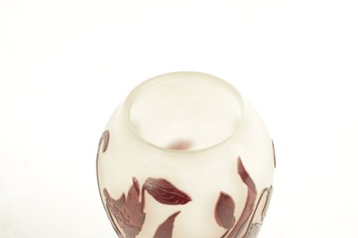 Lot 16 - A SIGNED EMILE GALLE CAMEO ART TAPERING OVOID CABINET VASE
