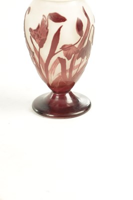 Lot 16 - A SIGNED EMILE GALLE CAMEO ART TAPERING OVOID CABINET VASE