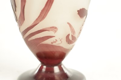 Lot 16 - A SIGNED EMILE GALLE CAMEO ART TAPERING OVOID CABINET VASE