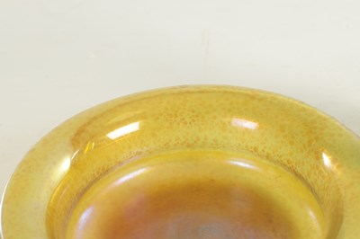 Lot 26 - AN ART NOUVEAU LOETZ PAPILLON YELLOWISH-GREEN IRIDESCENT SHALLOW GLASS BOWL