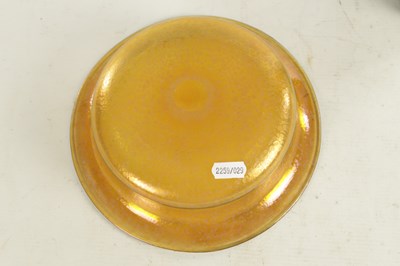 Lot 26 - AN ART NOUVEAU LOETZ PAPILLON YELLOWISH-GREEN IRIDESCENT SHALLOW GLASS BOWL