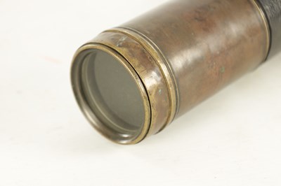 Lot 1770 - A 19TH CENTURY LEATHER BAND SINGLE DRAW BRASS OFFICER'S TELESCOPE