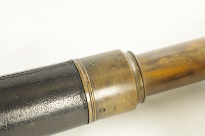 Lot 1770 - A 19TH CENTURY LEATHER BAND SINGLE DRAW BRASS OFFICER'S TELESCOPE