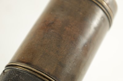 Lot 1770 - A 19TH CENTURY LEATHER BAND SINGLE DRAW BRASS OFFICER'S TELESCOPE