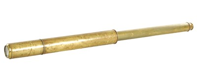 Lot 566 - A 19TH CENTURY BRASS-CASED SINGLE-DRAW OFFICER'S TELESCOPE.