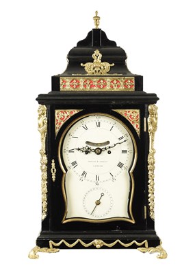 Lot 1102 - SPENCER & PERKINS, LONDON. A GEORGE III EBONIZED ORMOLU MOUNTED BRACKET CLOCK