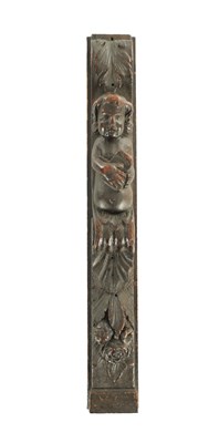 Lot 960 - A 17TH/18TH CENTURY CARVED OAK CARYATID PILASTER