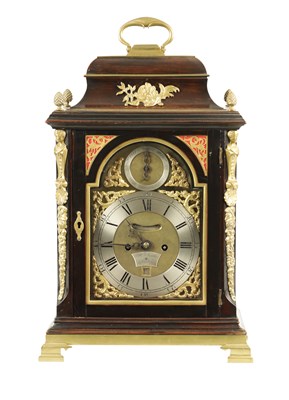 Lot 1051 - WILLIAM SMITH, LONDON. A GEORGE III ORMOLU MOUNTED EBONISED VERGE BRACKET CLOCK