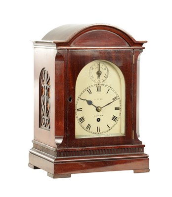 Lot 1038 - M. BEAL, SHEFFIELD. A SMALL EDWARDIAN MAHOGANY FUSEE BRACKET CLOCK