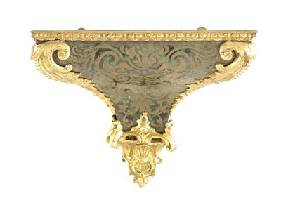Lot 1117 - A LATE 18TH CENTURY FRENCH ORMOLU MOUNTED GREEN TORTOISESHELL BOULLE WORK CLOCK BRACKET
