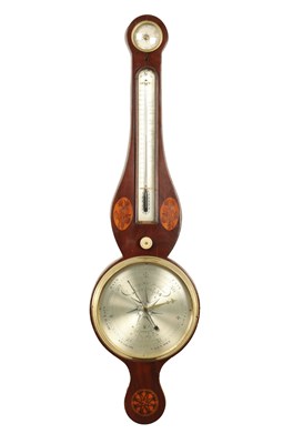 Lot 1148 - ANONE, 87 HOLBORN, LONDON. A GEORGE III INLAID MAHOGANY WHEEL BAROMETER