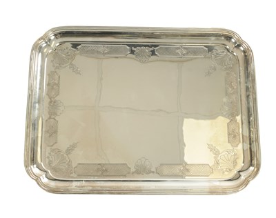 Lot 441 - A LARGE MID 20TH CENTURY SILVER RECTANGULAR TRAY