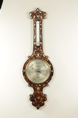 Lot 1125 - A.C. HEDGES, LONDON. A MID 19TH CENTURY INLAID ROSEWOOD WHEEL BAROMETER