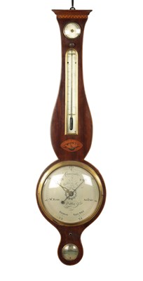 Lot 1004 - WALKER AND SON, 17 TEMPLE BAR, DUBLIN. A GEORGE III IRISH SHELL INLAID WHEEL BAROMETER