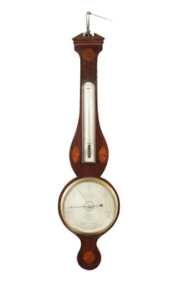 Lot 1009 - FRANCIS SALTERY & CO. HOLBORN HILL, LONDON. A GEORGE III INLAID MAHOGANY WHEEL BAROMETER