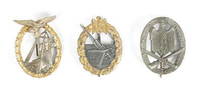 Lot 542 - A COLLECTION OF THREE WW2 GERMAN THIRD REICH BADGES