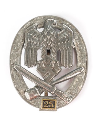 Lot 543 - A WW2 GERMAN ARMY / WAFFEN-SS GENERAL ASSAULT BADGE FOR 25 ENGAGEMENTS BY RUDOLF KARNETH, GABLIONZ