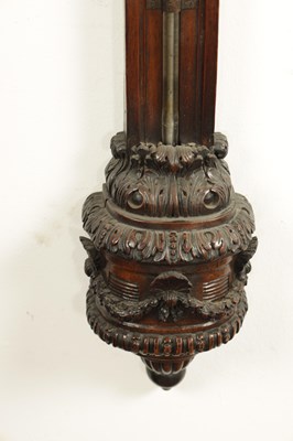 Lot 1547 - J. BRAUND, LONDON. A FINE AND RARE 19TH CENTURY CARVED WALNUT STICK BAROMETER