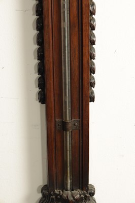 Lot 1547 - J. BRAUND, LONDON. A FINE AND RARE 19TH CENTURY CARVED WALNUT STICK BAROMETER