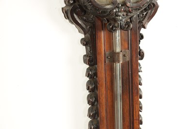 Lot 1547 - J. BRAUND, LONDON. A FINE AND RARE 19TH CENTURY CARVED WALNUT STICK BAROMETER