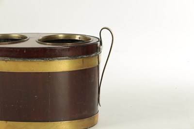 Lot 964 - A RARE GEORGE III MAHOGANY AND BRASS BOUND TABLE TOP WINE COOLER