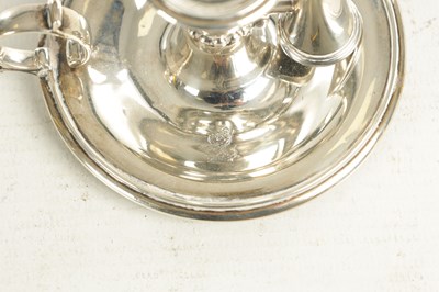 Lot 450 - A MINIATURE LATE REGENCY SILVER CHAMBERSTICK