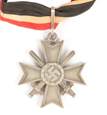 Lot 538 - A GERMAN WW2 SILVER KNIGHT'S CROSS OF THE WAR - MERIT CROSS WITH SWORDS