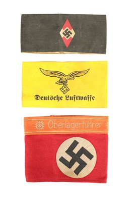 Lot 550 - A COLLECTION OF THREE WW2 GERMAN ARMBANDS