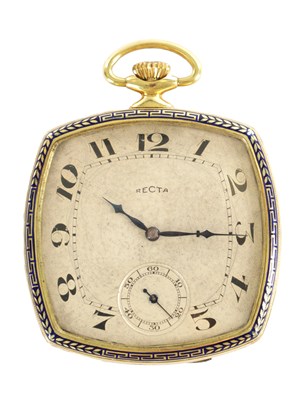 Lot 390 - A GEORGE V RECTA 18CT YELLOW GOLD DRESS WATCH OF ART DECO DESIGN