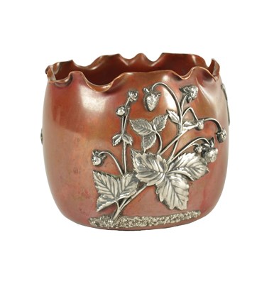 Lot 474 - GORHAM CO. SILVER MOUNTED PATINATED COPPER JARDINIERE OF SMALL SIZE
