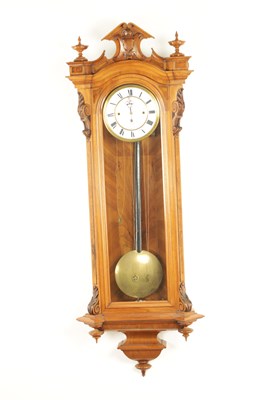 Lot 1177 - A LARGE 19TH CENTURY WALNUT GRAND SONNERIE VIENNA REGULATOR WALL CLOCK