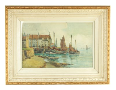 Lot 862 - DAVID OWEN MARTIN (GLASGOW SCHOOL) WATERCOLOUR - LARGO HARBOUR