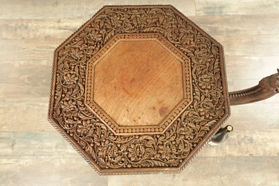 Lot 193 - A GOOD LATE 19TH CENTURY CARVED HARDWOOD ANGLO INDIAN OCCASIONAL TABLE