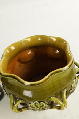 Lot 79 - A LATE 19TH CENTURY LINTHORPE POTTERY JARDINIERE AFTER DESIGNS BY CHRISTOPHER DRESSER