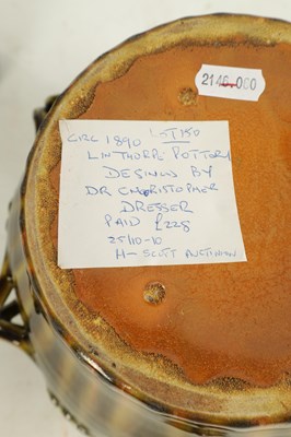 Lot 79 - A LATE 19TH CENTURY LINTHORPE POTTERY JARDINIERE AFTER DESIGNS BY CHRISTOPHER DRESSER