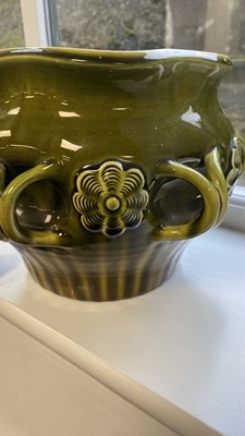 Lot 79 - A LATE 19TH CENTURY LINTHORPE POTTERY JARDINIERE AFTER DESIGNS BY CHRISTOPHER DRESSER