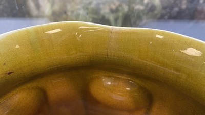 Lot 79 - A LATE 19TH CENTURY LINTHORPE POTTERY JARDINIERE AFTER DESIGNS BY CHRISTOPHER DRESSER