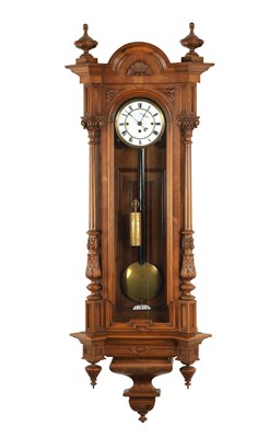 Lot 1150 - A LATE 19TH CENTURY WALNUT GRAND SONNERIE VIENNA REGULATOR