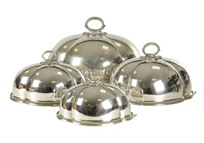 Lot 468 - A GRADUATED SET OF FOUR 19TH CENTURY ELKINGTON PLATE MEAT COVERS