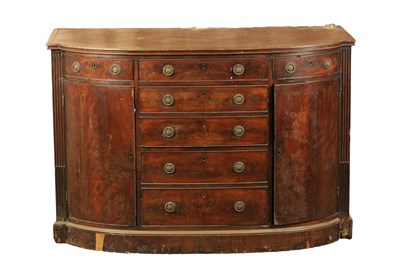 Lot 1311 - A GOOD GEORGE III BOW FRONTED MAHOGANY SIDE CABINET