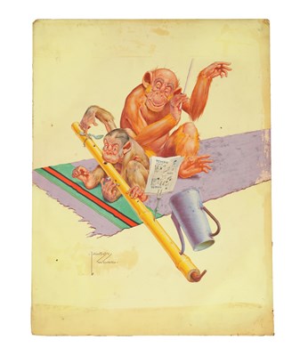 Lot 823 - CLARENCE LAWSON WOOD, RI (1878-1957) AN ORIGINAL WATERCOLOUR AND INK CARICATURE ILLUSTRATION