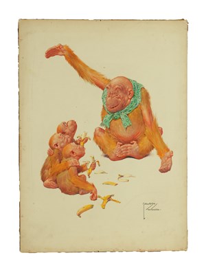 Lot 819 - CLARENCE LAWSON WOOD, RI (1878-1957) AN ORIGINAL WATERCOLOUR AND INK CARICATURE ILLUSTRATION