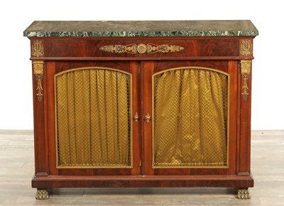 Lot 1260 - A 20TH CENTURY FRENCH BIEDERMEIER MAHOGANY AND ORMOLU MOUNTED SIDE CABINET